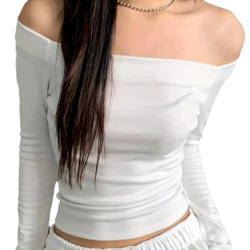 Damen Off-Shoulder Langarmshirt mit bequemer Passform und lässiger Eleganz EB