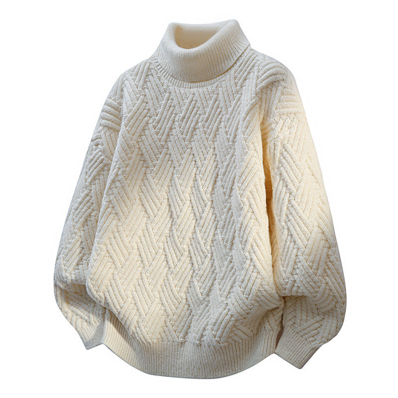 Damen Oversized Rollkragenpullover mit strukturiertem Zopfmuster EB