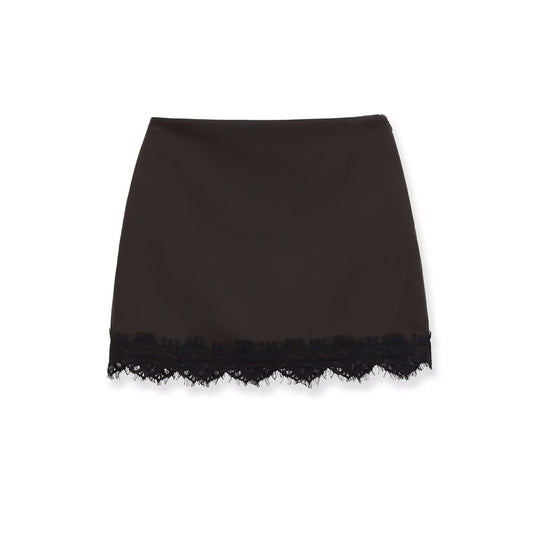 Damen eleganter Rock mit Spitzenbesatz und strukturiertem Gewebe EB