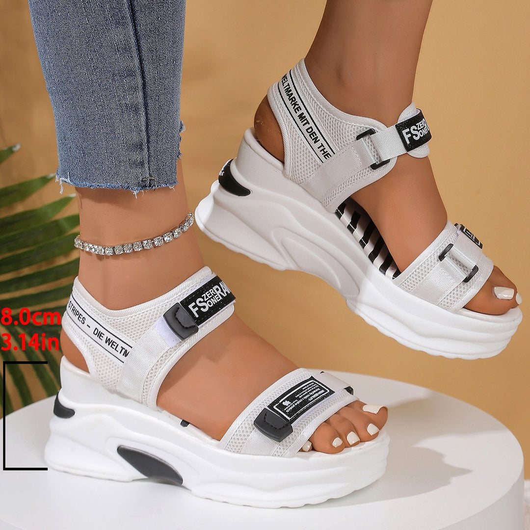 Damen Sportliche Platform-Sandalen mit verstellbaren Riemen und komfortabler Dämpfung EB