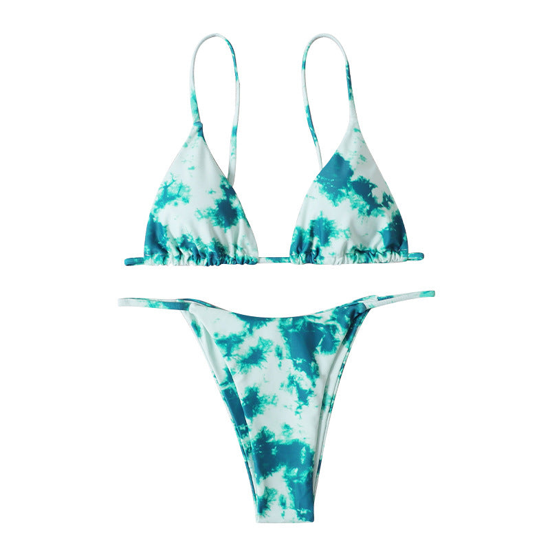 Damen Triangel-Bikini mit modischem Batikdesign EB