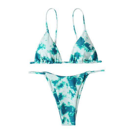 Damen Triangel-Bikini mit modischem Batikdesign EB
