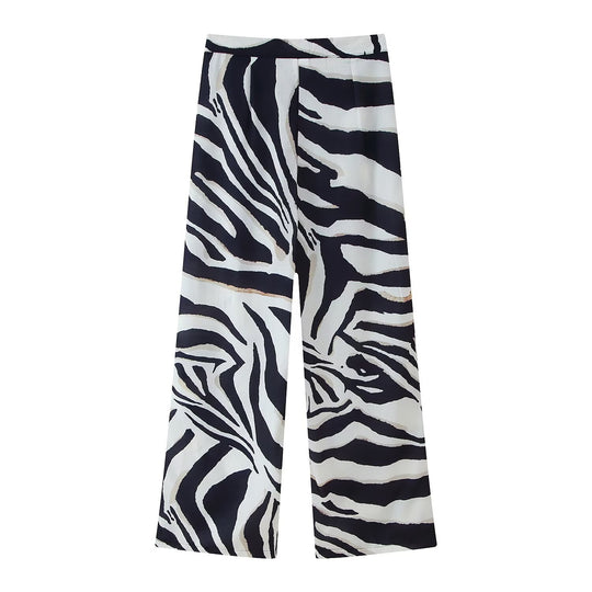 Damen weite Palazzo-Hose mit Zebra-Print EB