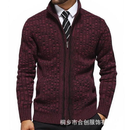 Herren strukturierte Strickjacke mit eleganter Zip-Front EB
