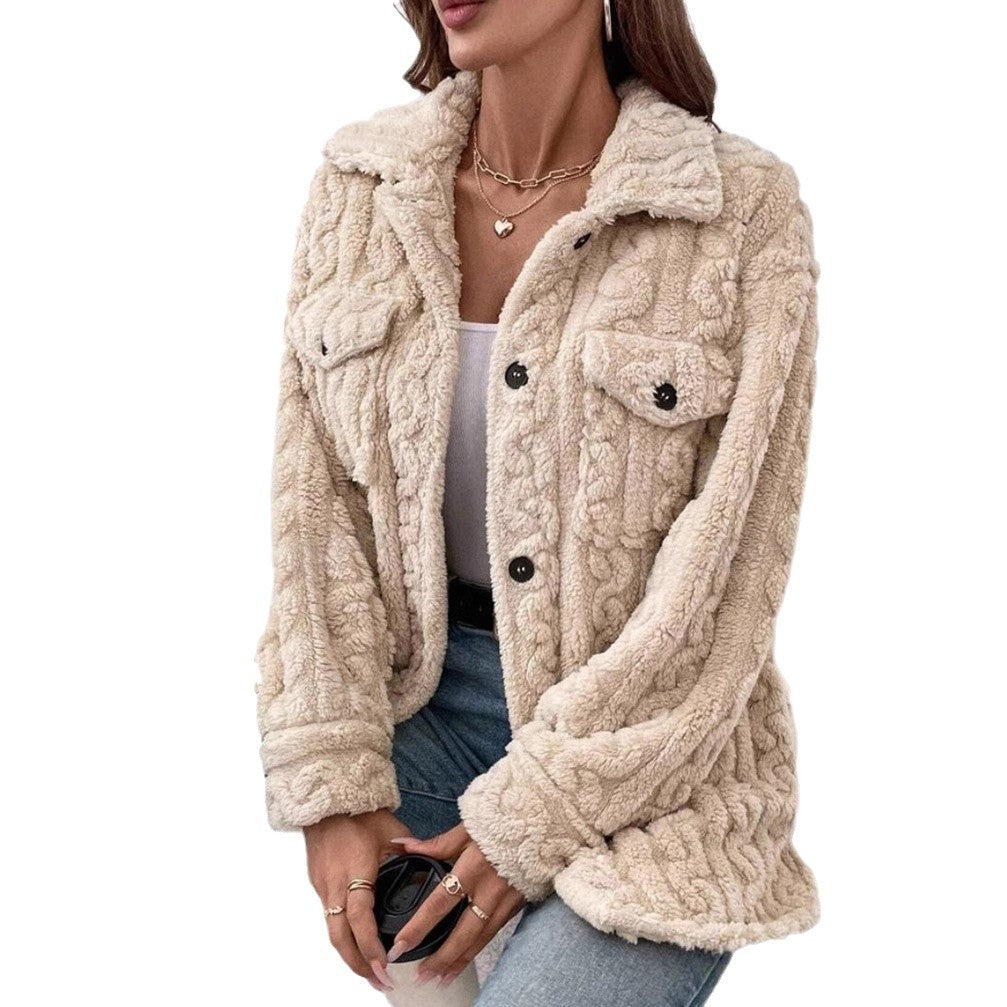 Damen Strickjacke mit Struktur und aufgesetzten Taschen EB