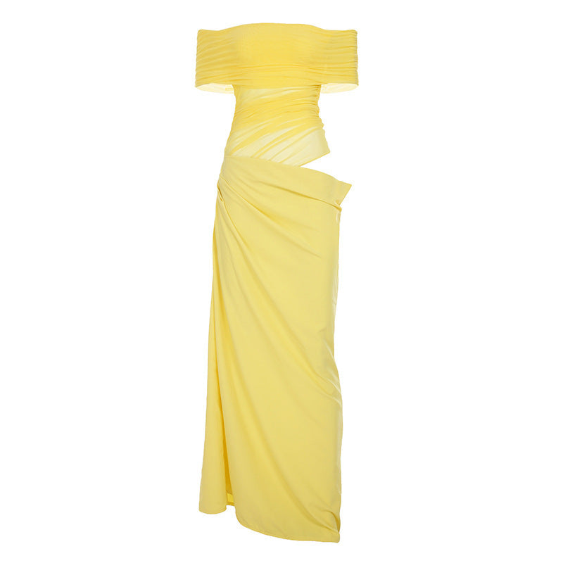 Damen elegantes Abendkleid mit schmalem Schnitt und transparenten Einsätzen EB