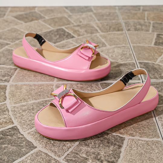 Damen Sling-Sandalen mit dekorativem Schleifen-Detail und ergonomischem Fußbett EB