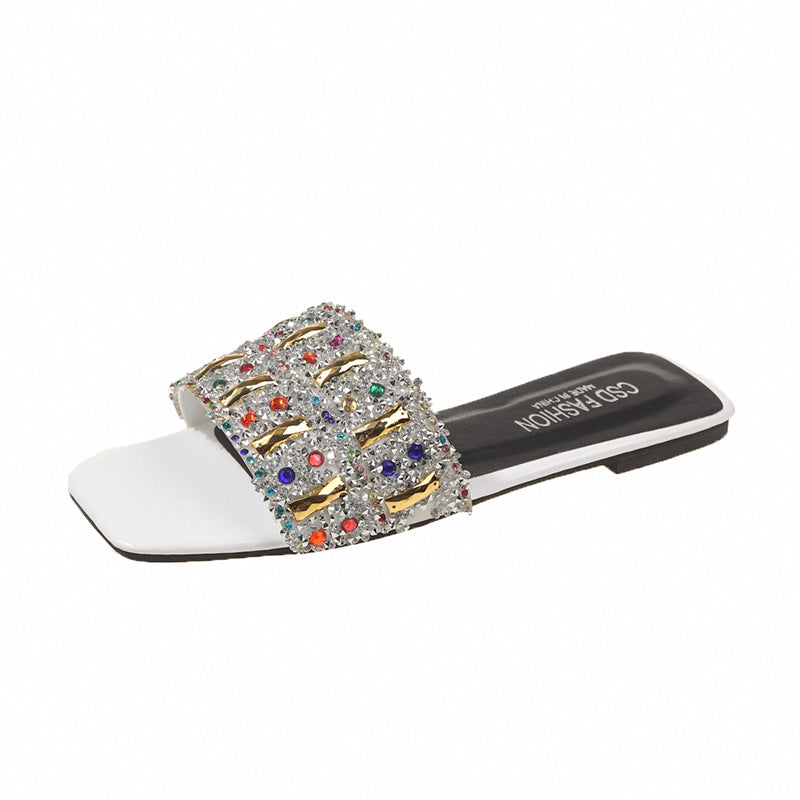 Damen Glamouröse Slipper mit funkelndem Strass EB