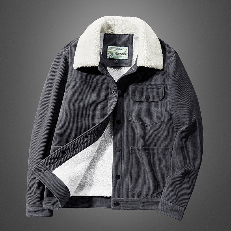 Herren Cordjacke mit Teddyfutter und Druckknopfleiste EB