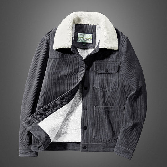 Herren Cordjacke mit Teddyfutter und Druckknopfleiste EB