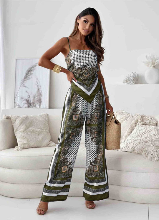 Damen Jumpsuit im eleganten Boho-Stil mit dekorativen Mustern und weitem Bein EB