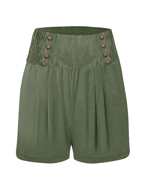 Damen elegante Shorts mit hohem Bund und Knopfdetail EB