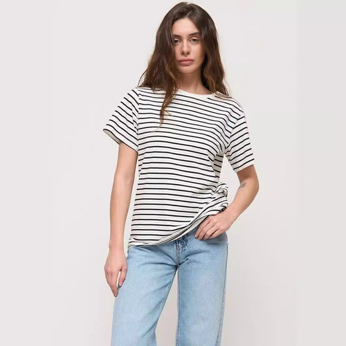 Damen lässiges gestreiftes T-Shirt aus Biobaumwolle EB
