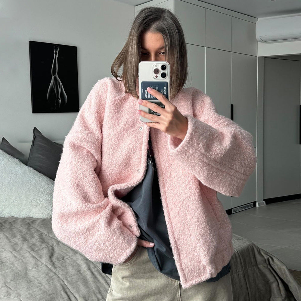 Damen Kuschelige Fleecejacke mit Taschen und elastischem Saum EB