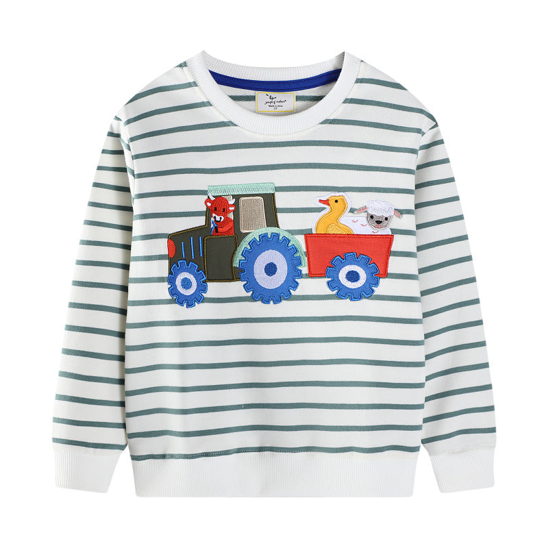 Jungen Sweatshirt mit lebhaftem Traktordesign und Tierapplikationen EB