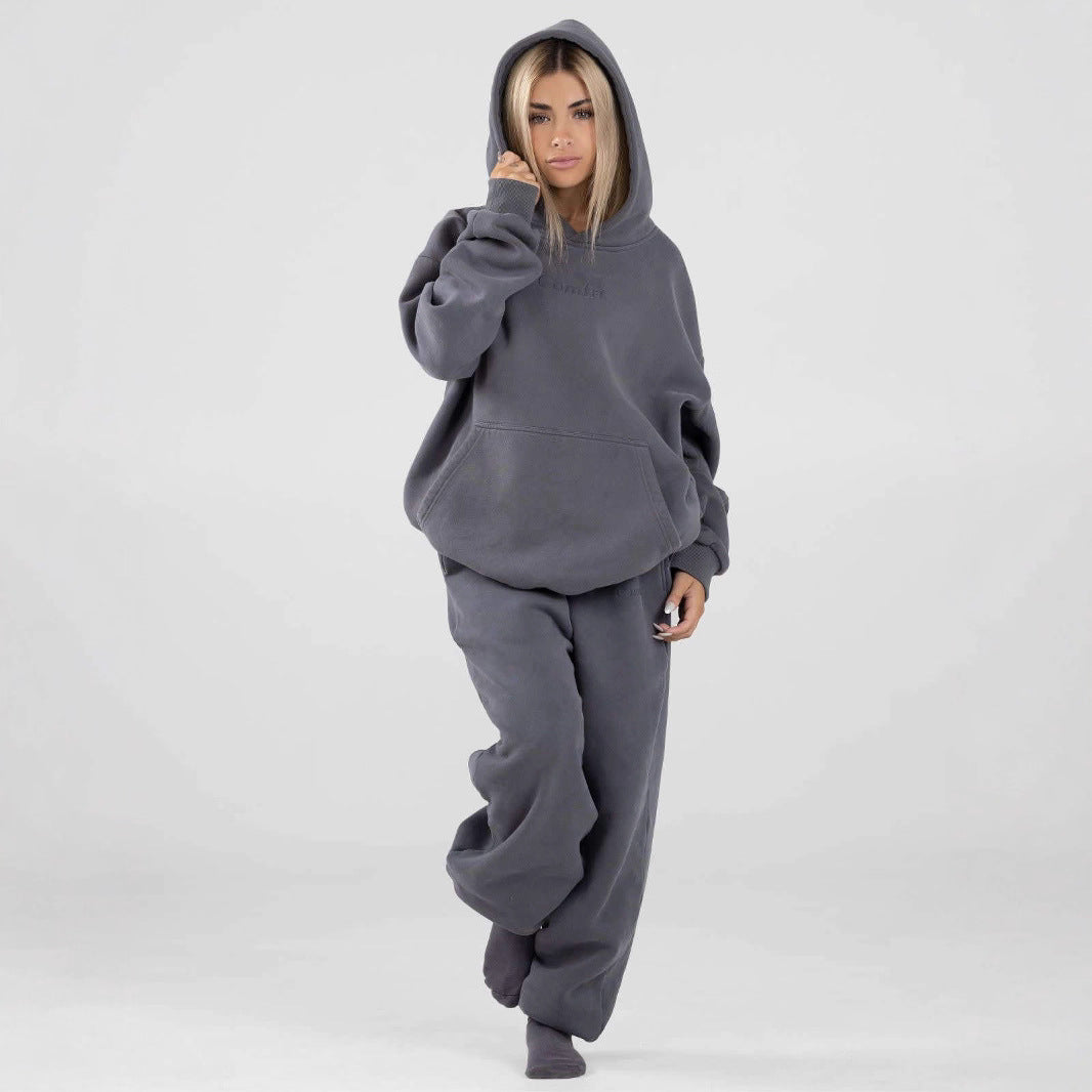 Damen nan lässige Sweatpants mit hohem Bund, seitlichen Eingrifftaschen und elastischen Bündchen EB