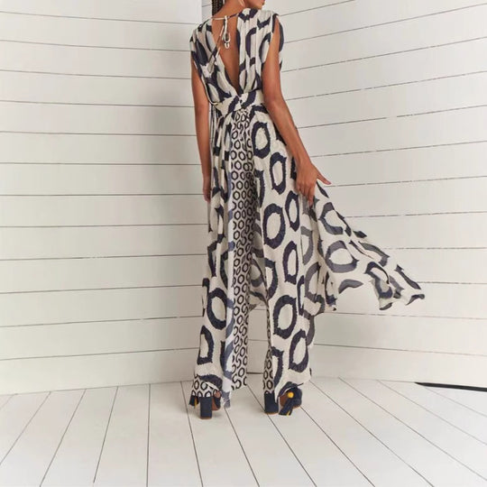 Damen Maxikleid mit raffiniertem Wickeldesign und Taschen EB