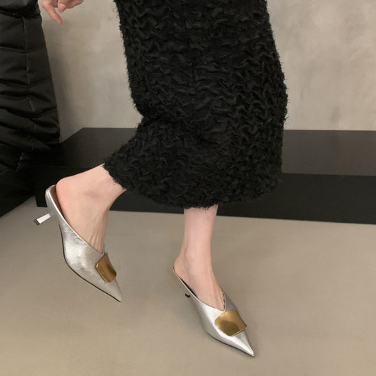 Damen elegante Mules mit spitz zulaufender Form EB