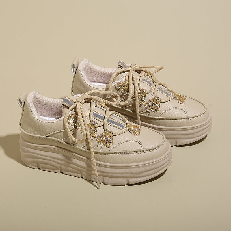 Damen Sportliche Plattform Sneakers mit glitzernden Akzenten EB