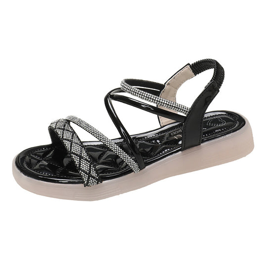 Damen Elegante und komfortable Sandalen mit dekorativem Strass-EB