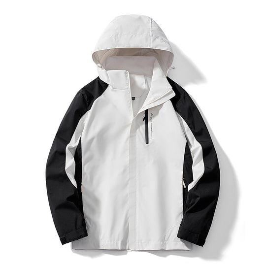 Damen Leichte zweifarbige Softshelljacke mit Kapuze, atmungsaktivem Meshfutter und Brustreißverschluss EB
