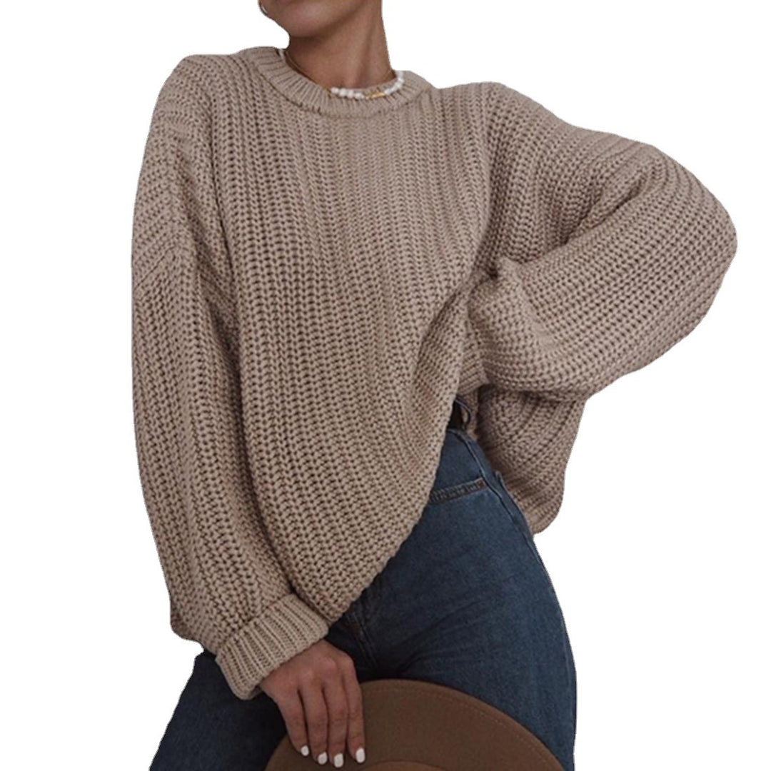 Damen Grobstrickpullover mit lässigem Schnitt und oversized Ärmeln EB