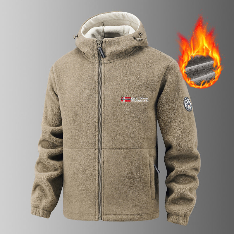 Herren wärmende Fleece-Kapuzenjacke mit Thermofutter, Reißverschlusstaschen und elastischen Bündchen EB