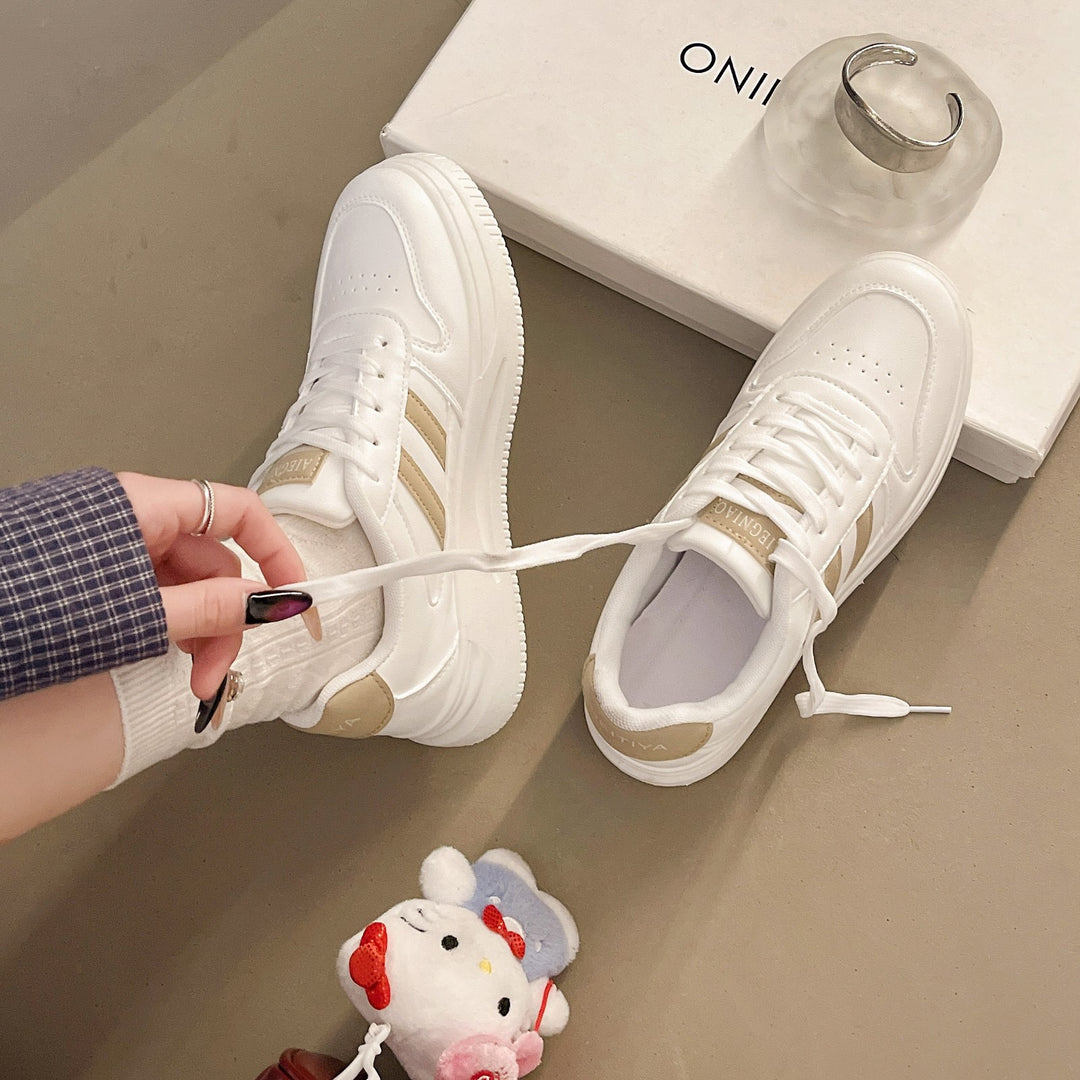 Damen Plattform Sneakers mit langlebiger Lederoberfläche und atmungsaktiver Dämpfung EB