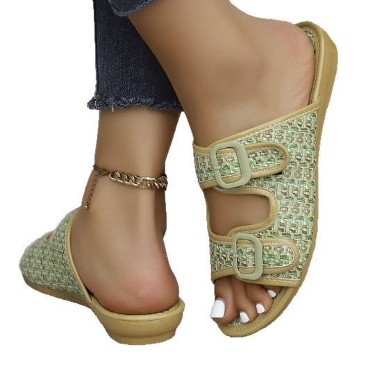Damen Komfortable Riemchen-Sandalen mit doppelt verstellbaren Schnallen EB