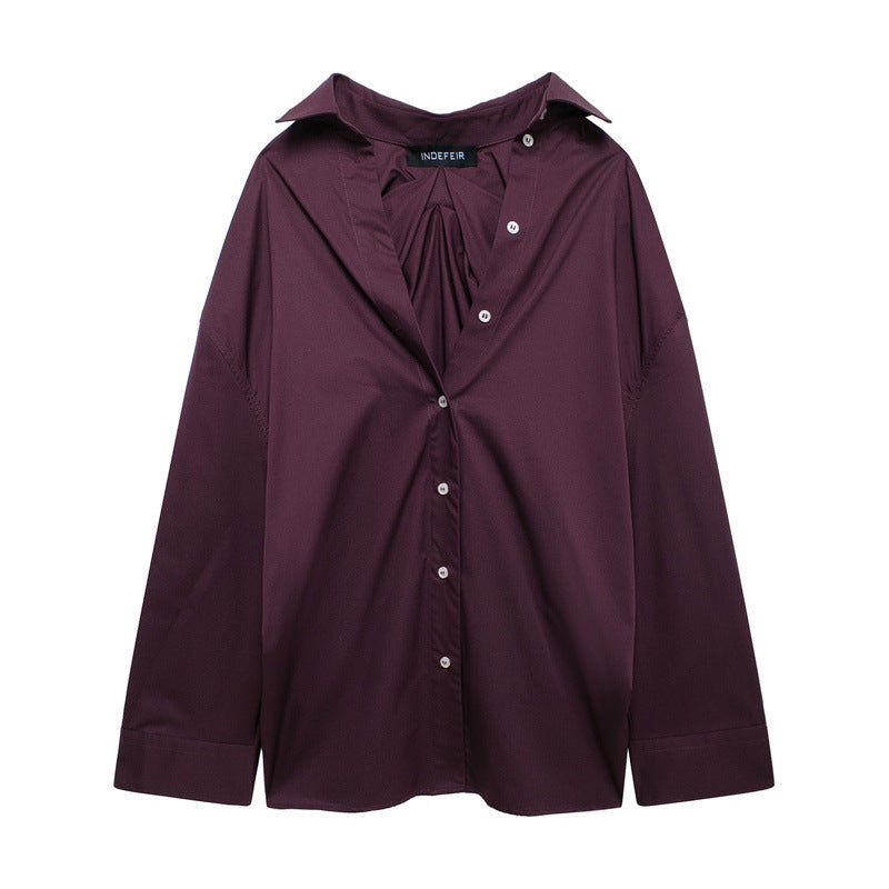 Damen vielseitige Bluse mit lässigem Schnitt und besonderem Falten-Design EB
