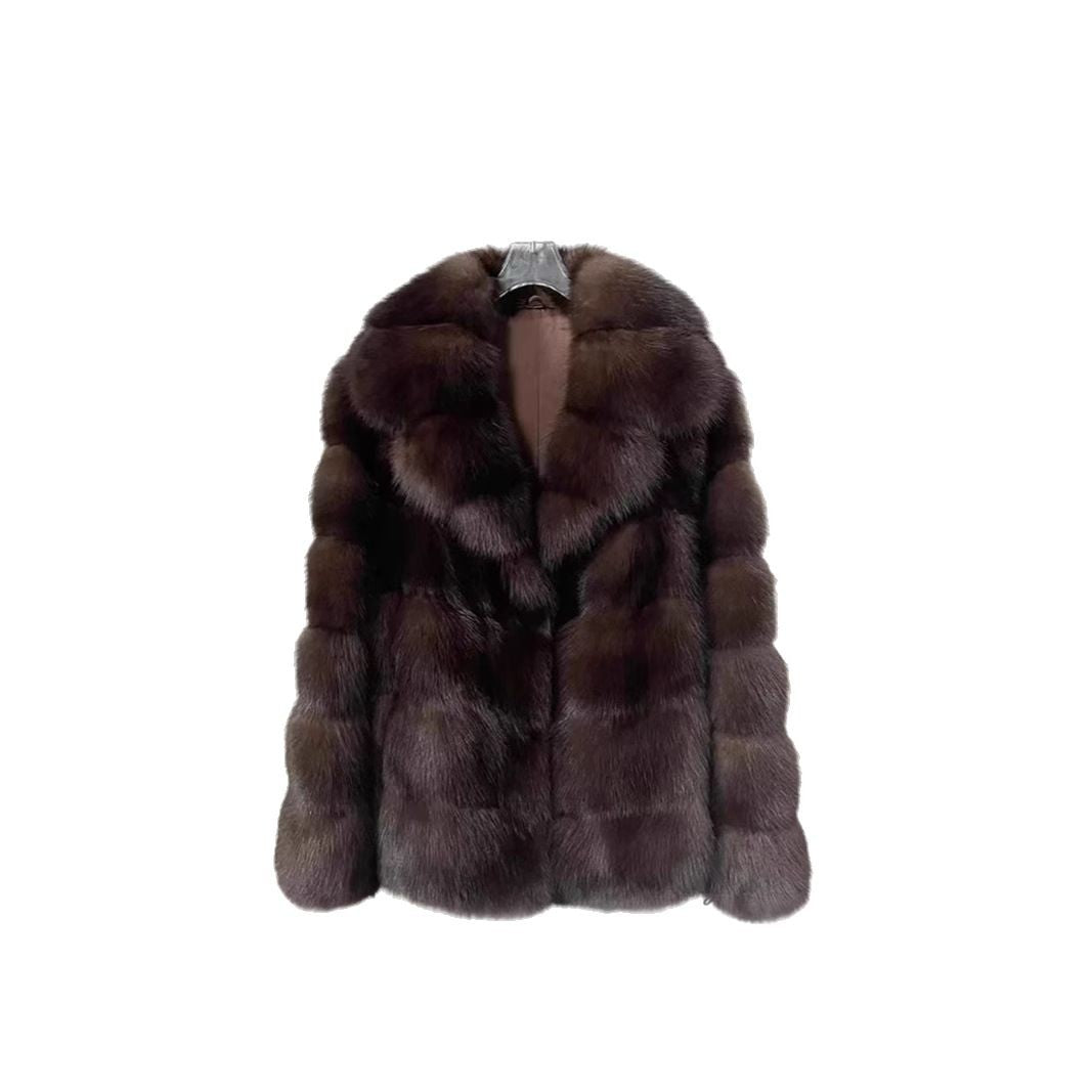 Damen luxuriöse und warme Kunstpelzjacke EB