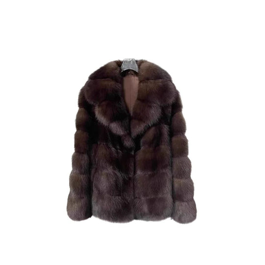 Damen luxuriöse und warme Kunstpelzjacke EB
