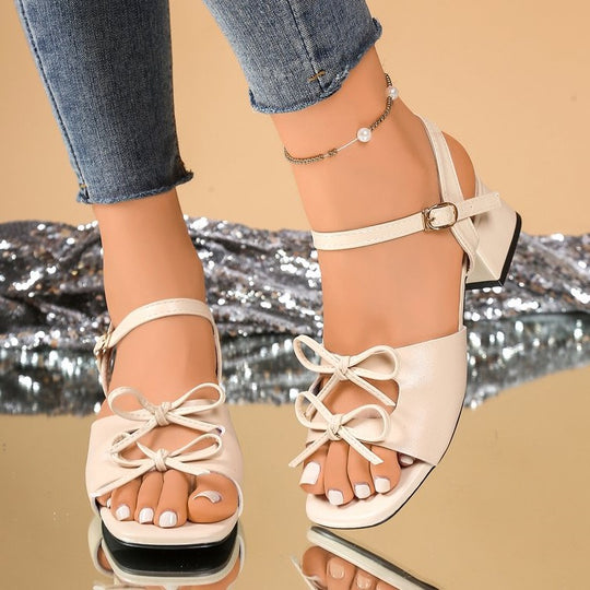 Damen elegante Sandalen mit raffiniertem Schleifen-Design EB