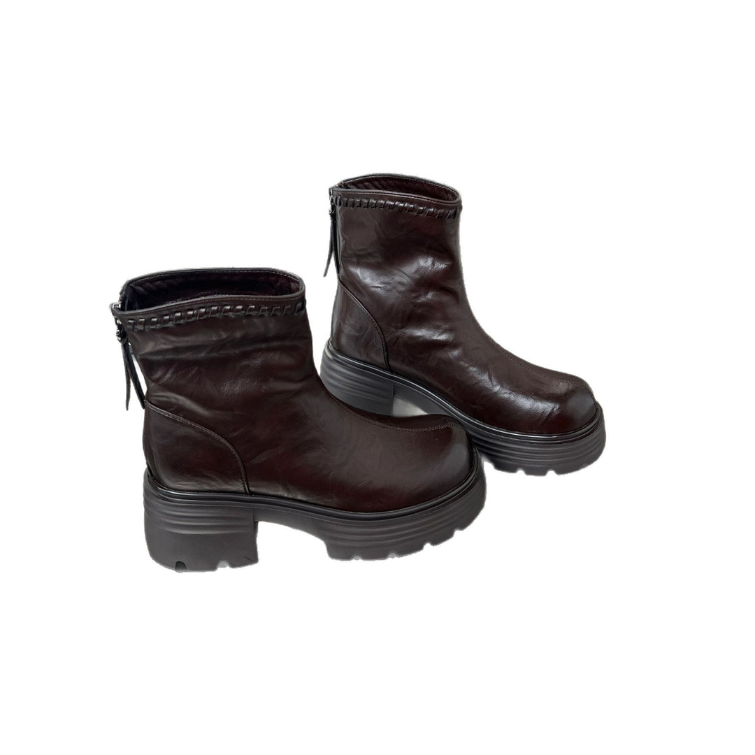 Damen trendige Stiefeletten mit robustem Profil und hochwertigem Leder EB
