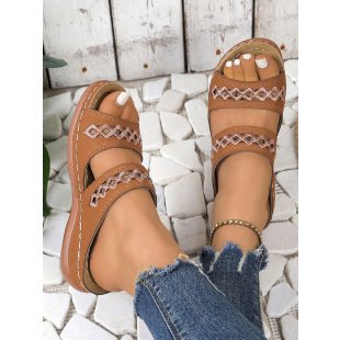 Damen bequeme Riemchen-Sandalen mit luftigem Perforationsdesign EB