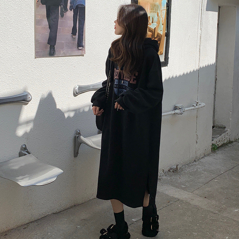 Damen Hoodie-Kleid mit lässigem Schnitt und stylischem Grafikdruck EB