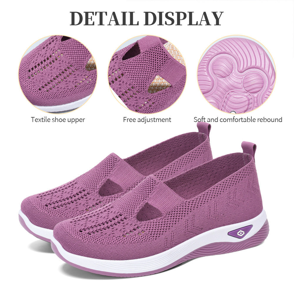 Damen Atmungsaktive Slip-On Sneakers mit elastischem Einsatz und rutschfester Sohle EB