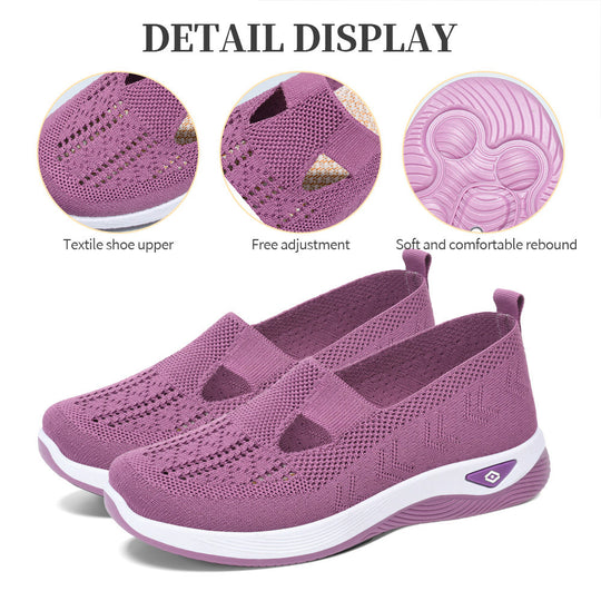 Damen Atmungsaktive Slip-On Sneakers mit elastischem Einsatz und rutschfester Sohle EB