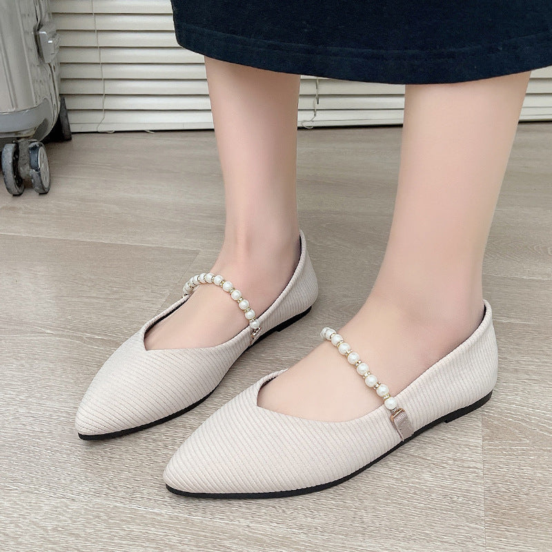 Damen Ballerinas mit dekorativer Perlen-Halterung EB