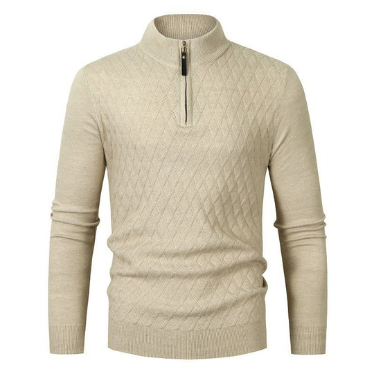 Herren Strickpullover mit modernem Rautenmuster und Reißverschluss EB