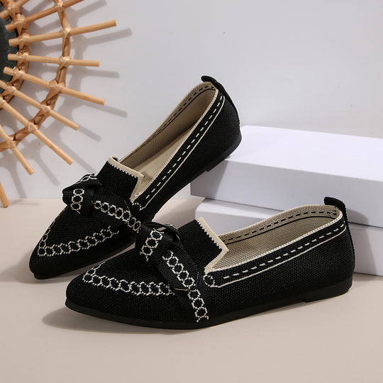 Damen elegante Mokassins mit dekorativem Schleifen-Detail EB