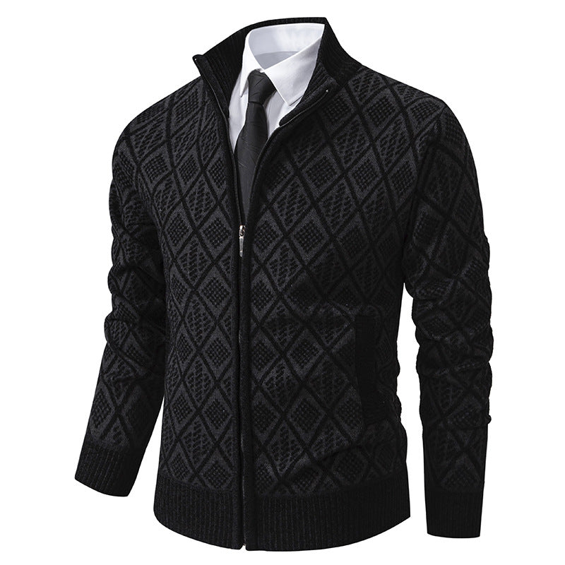 Herren modische Strickjacke mit grafischem Zipper-Design EB