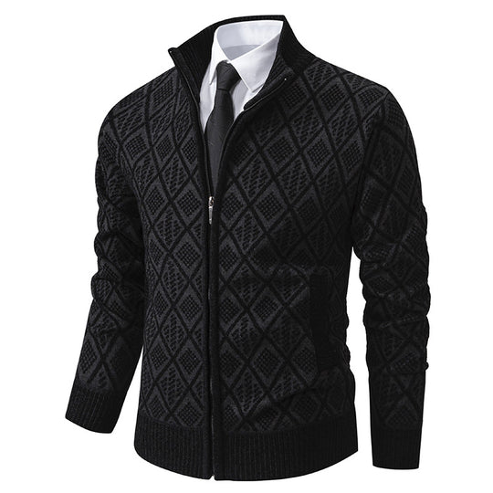 Herren modische Strickjacke mit grafischem Zipper-Design EB