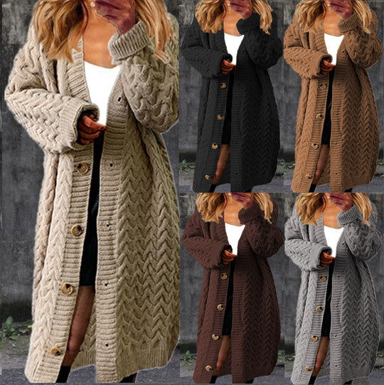 Damen Großer Strickmantel mit eleganten Knopfdetails und strukturierter Masche EB