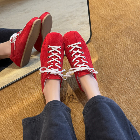 Damen sportliche Wildleder Sneakers im Retro-Design mit hervorragender Dämpfung EB