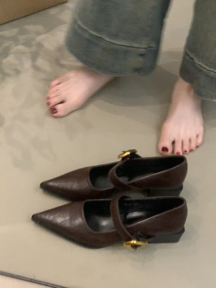 Damen elegante Mary Jane Ballerinas mit modischer Schnallenverzierung EB