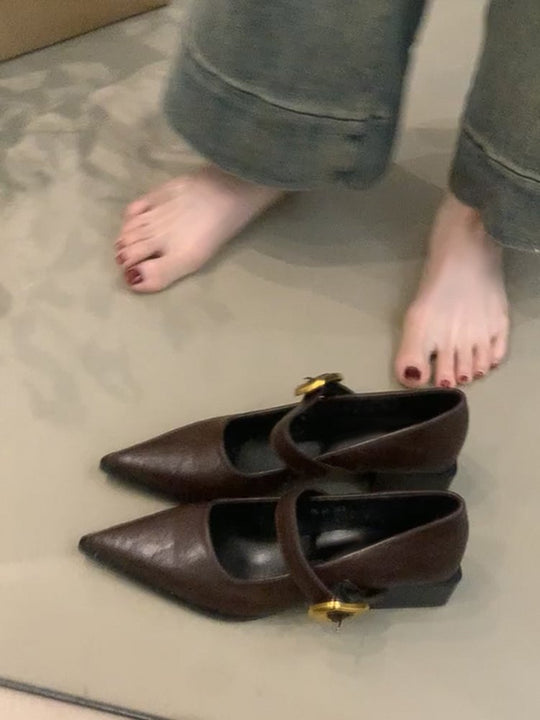 Damen elegante Mary Jane Ballerinas mit modischer Schnallenverzierung EB