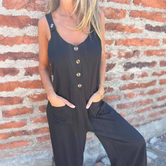 Damen Jumpsuit mit praktischen Taschen und Knopfdetail EB