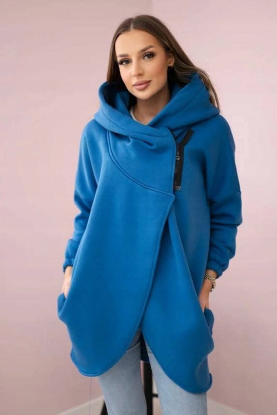 EB | Zip Kapuzenpullover mittellange Fleece Sweatjacke