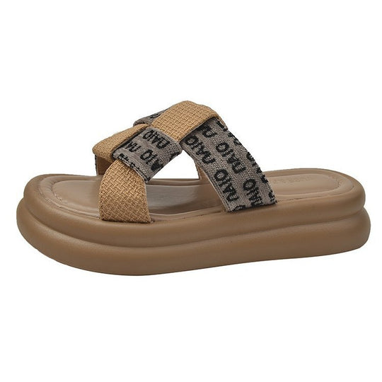 Damen modische Slide-Pantoletten mit komfortablem Fußbett und elastischen Riemen EB